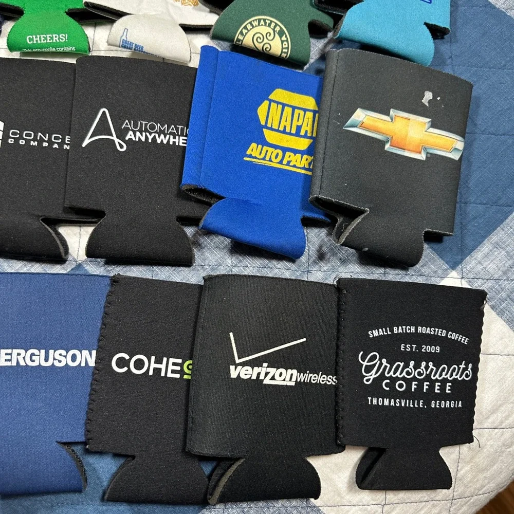 Lot of 27 Assorted Can Koozies Miller Lite Super Bowl NAPA Pep Boys Chevrolet
